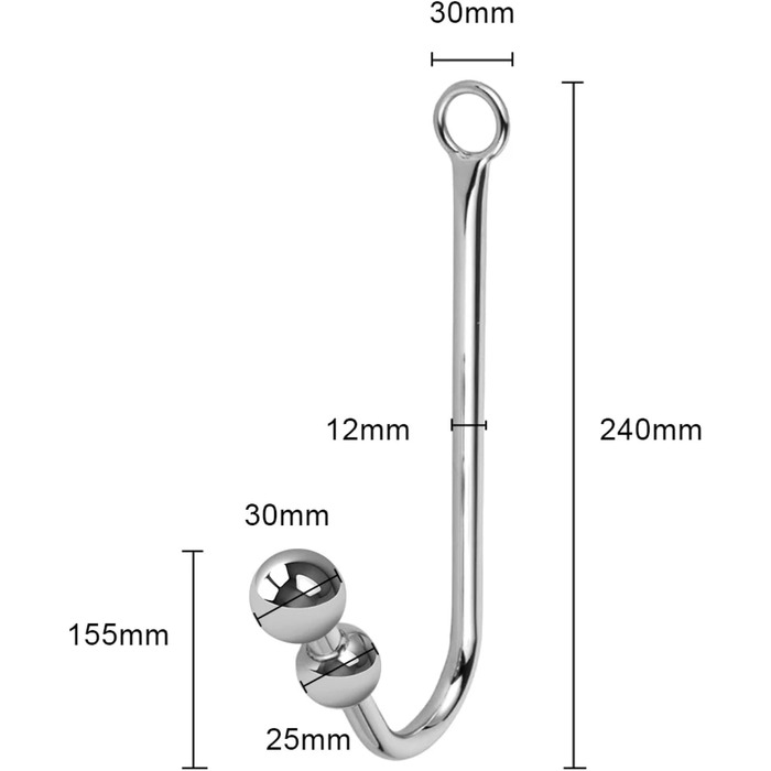 Анальний пробка з гачком, нержавіюча сталь, анальні кульки, масажер простати для чоловіків та жінок, іграшки для дорослих (2 кульки)