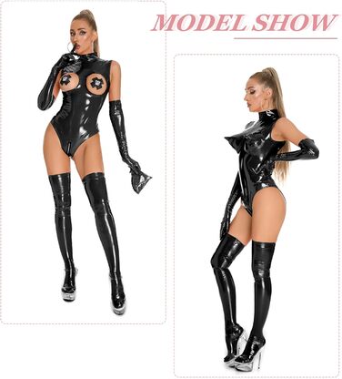 Боді SEAUR для жінок: обтягуючий catsuit з блискавкою, чорний (38)