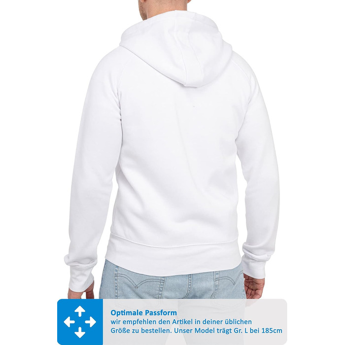Чоловіча толстовка на блискавці з капюшоном Happy Clothing — теплий худі з флісом, бавовняна суміш, Regular Fit, білий (S-5XL)
