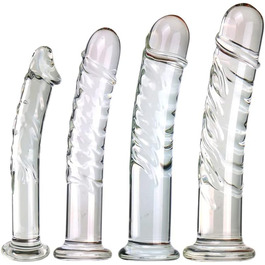 Скляний дилда ScreaAss: набір з 4 розмірів, анальні пробки, стимулятор G-точки, для чоловіків та жінок