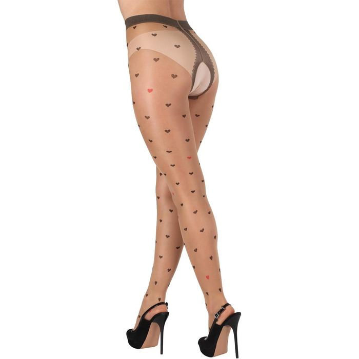 Шкарпетки-шкарпетки BANANAU з відкритим кроком та сердечками, 20 Den (S, Daino/Nero)