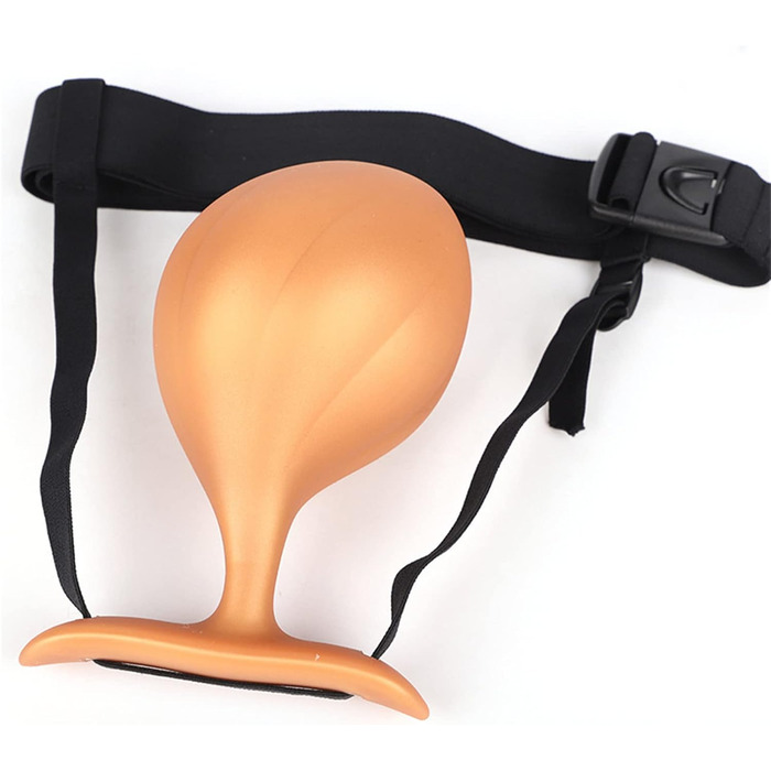 Анальний плагін Jinqian з силікону з металевою кулею, носимий дилда, Buttplug з ханесом, ременем, великі анальні кулі, анальний плагін, дилататор, секс-іграшка для жінок та чоловіків (золото)