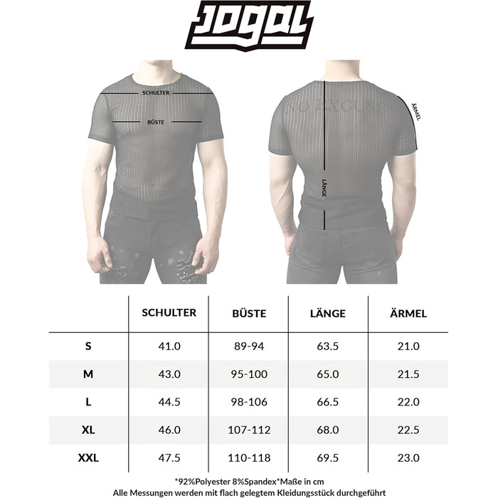 Чоловіча футболка JOGAL з сіткою, облягаюча, короткий рукав, чорна