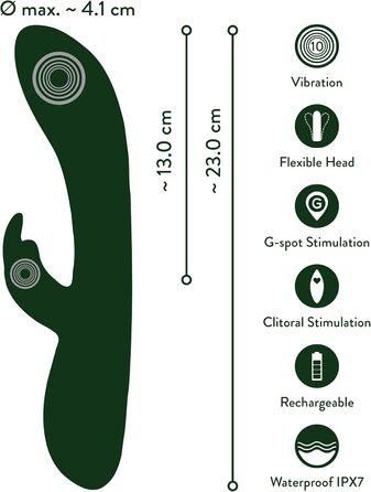 Елегантний вібратор для інтимної стимуляції Rabbit Grün/Gold, 3.0-4.1 см