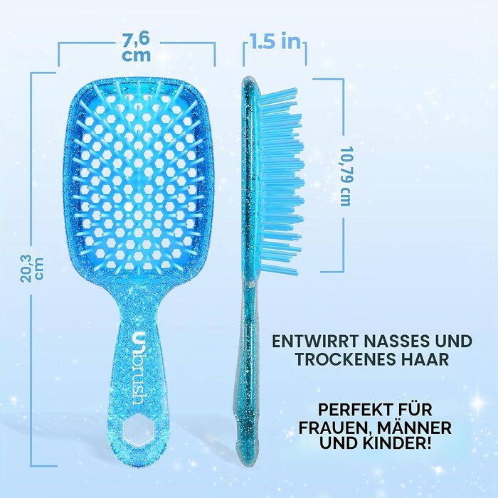 Масажна щітка для волосся FHI Heat UNbrush для розплутування вологого та сухого волосся, антистатичні щетинки DuoFlex, сапфіровий синій
