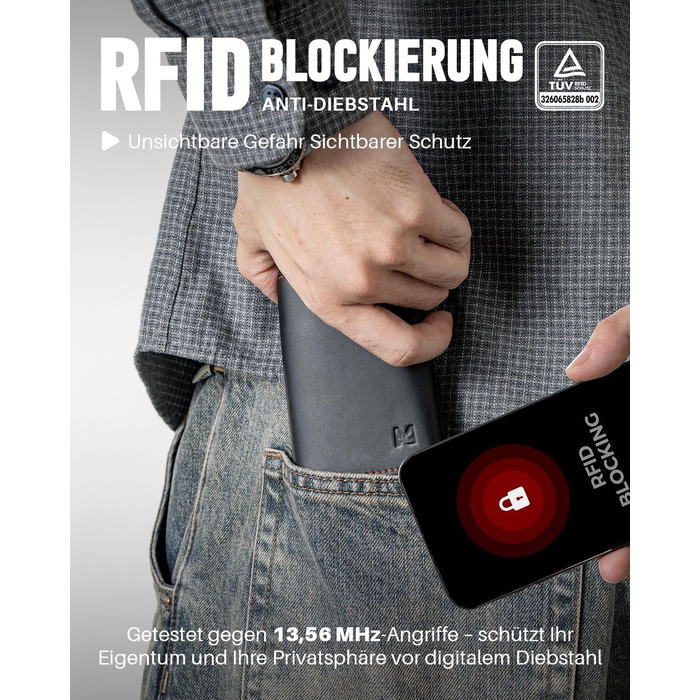 Чоловічий гаманець зі смарт-відділенням, RFID-захистом та вікном для фото, портмоне з монетницею та 6 слотами для карт (Чорний/Помаранчевий)