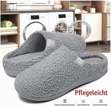 Жіночі домашні капці WateLves з ефектом пам'яті (Memory Foam), теплі зимові та осінні тапочки з штучним хутром, протиковзкі, сірі, розмір 41.5 EU