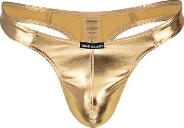 Сексуальна чоловіча труси Vantissimo String Tanga з ефектом металік, шкіряний вигляд, штучна шкіра, золото, Made in Germany