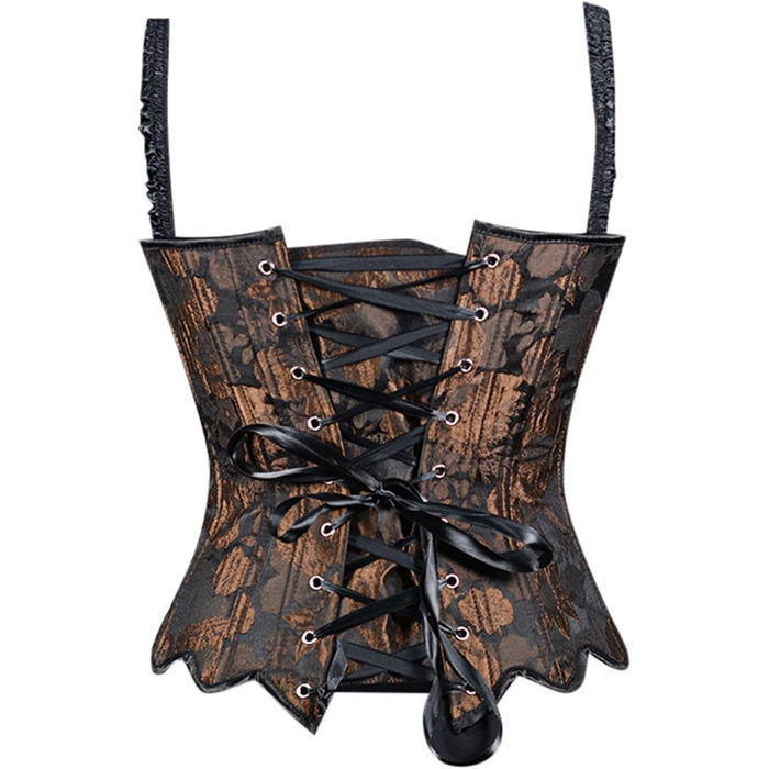 Жіноче корсетне бюстєль Overbust з бретелями, готичний стиль, корсет-топ, сексуальний корсет, карнавальний костюм, топ для корекції фігури (колір: коричневий, розмір: XS)