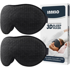 Маска для сну INNELO 3D з ефектом повного блокування світла, дихаюча маска з ефектом пам'яті (Memory Foam) для чоловіків та жінок, чорна