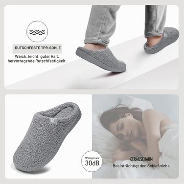 Жіночі домашні капці WateLves з ефектом пам'яті (Memory Foam), теплі зимові та осінні тапочки з штучним хутром, протиковзкі, сірі, розмір 41.5 EU