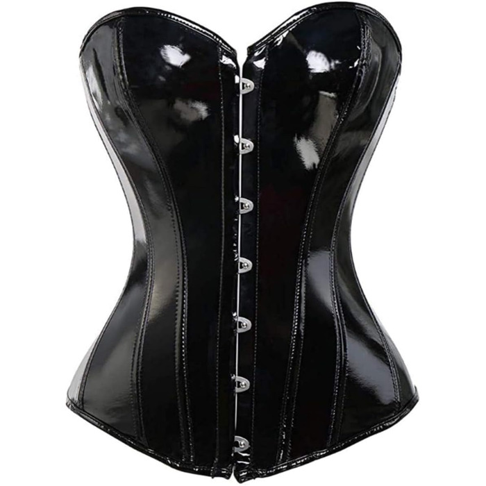 Корсет-топ KUOSE з PVC шкіри, чорний, розмір L - готичний стиль