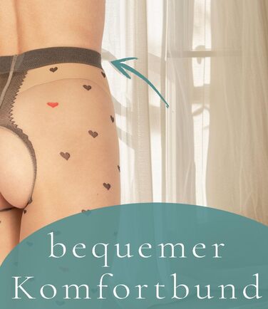 Шкарпетки-шкарпетки BANANAU з відкритим промежиною та сердечками, 20 Den (L, Daino/Nero) - 3 шт.