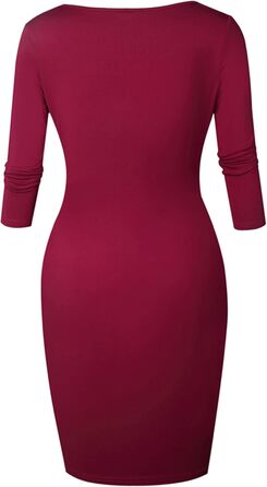 Жіноче облягаюче міні-плаття OMZIN з глибоким вирізом та блискавкою, бордовий (M)