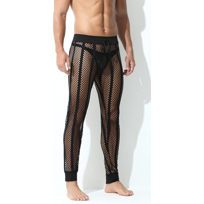 Чоловічі прозорі шорти/легінси FEOYA з сітки для дому, спорту та сну (XL, Чорний)