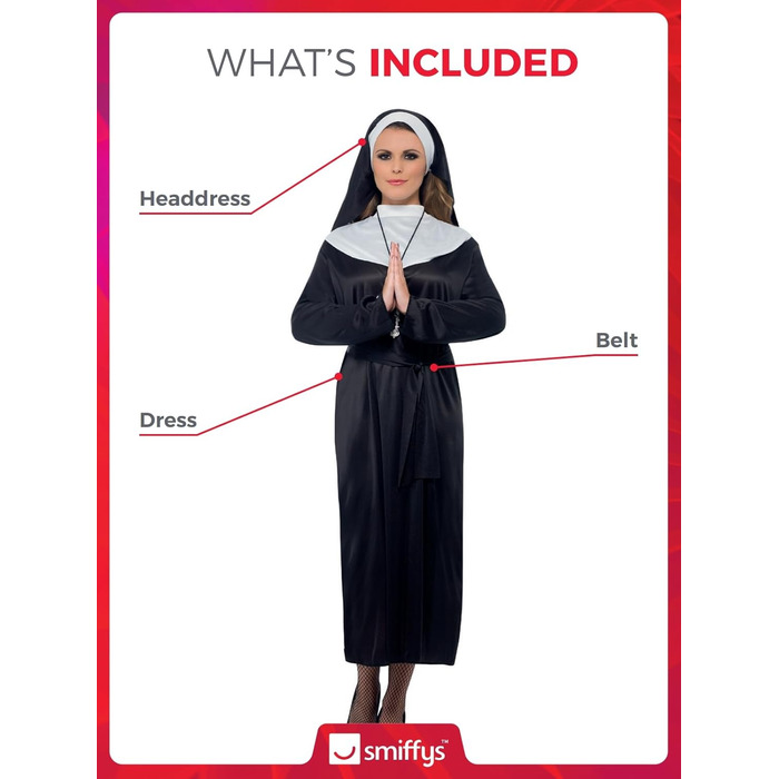 Костюм черниці Smiffys BR20423XS для жінок, розмір L