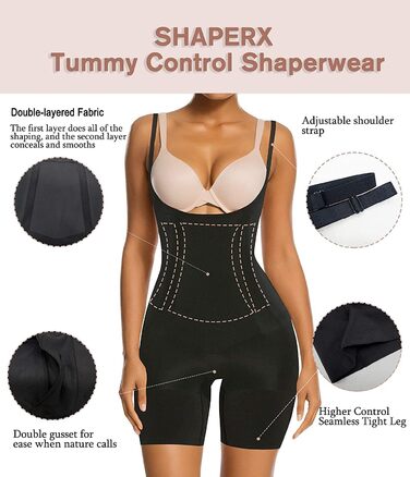 Корсет для схуднення SHAPERX Shapewear для жінок, чорний, моделює фігуру, S