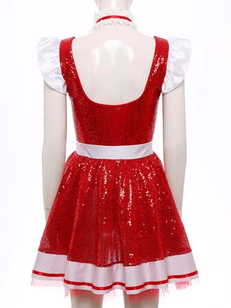 Костюм горничної з ПВХ Jhaoyu для жінок, з нашийником, рушами, червоний, 3XL, для косплею та карнавалу