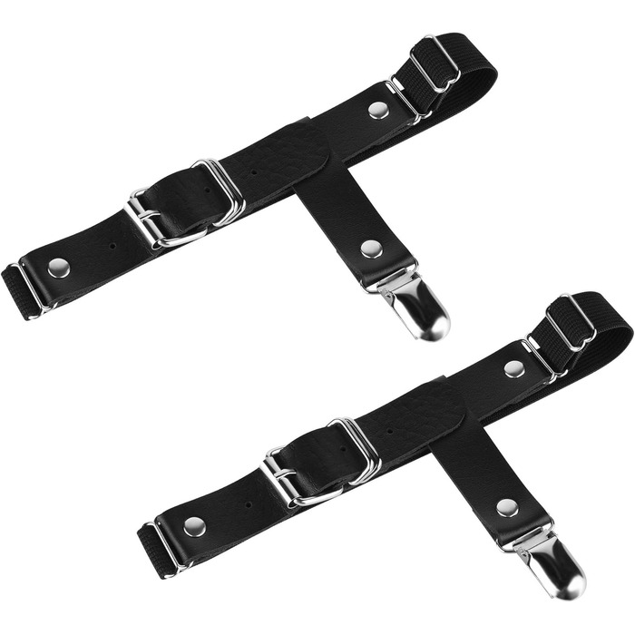 Чорні мереживні напульчники для ніг з кліпсами Beautyflier, PU-шкіра, еластичні, готичний стиль, універсальний розмір