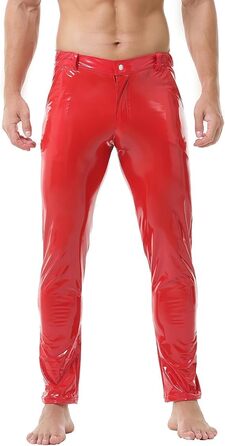 Чоловічі штани QiaTi: стильні, зручні, з еластичною тканини, прямі штанини, для мотоциклів та клубів (червоний, M)