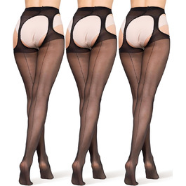 Чулки BANANALU з відкритим кроком, 20 Den, XL, чорний (3 шт.)