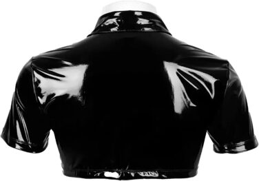 Чоловіча сорочка з лакованої шкіри Wetlook AIEOE, чорна, XXL
