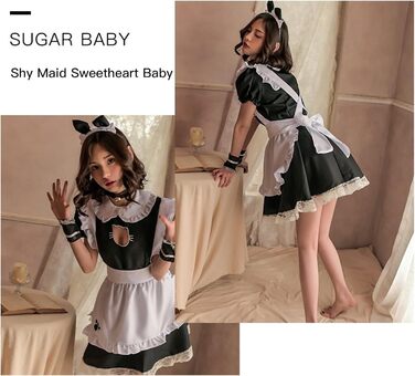 Костюм служниці YushengTai чорно-білий з котячим мотивом, для косплею, Хелловіну, Нового року, карнавалу. Розмір XXL