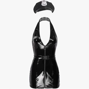 Костюм поліцейського 2-в-1 AZII для дорослих, сексуальний набір нижньої білизни, чорний, 3XL