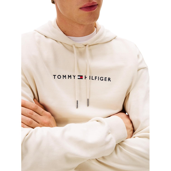 Чоловічий світшот-худі Tommy Hilfiger з принтом Newsprint, бежевий, розмір XXL