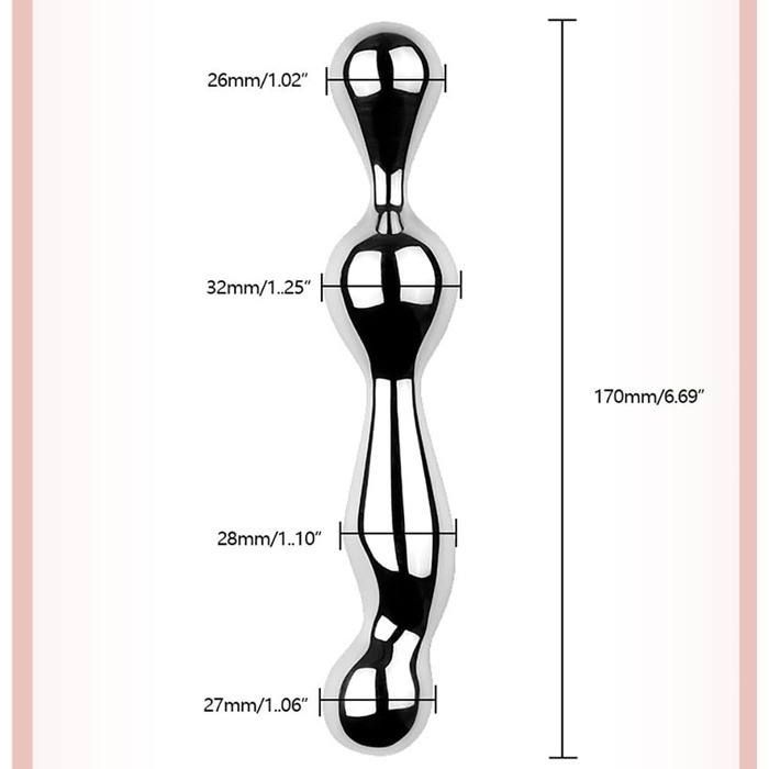 Анальний стимулятор SMGKB з нержавіючої сталі - подвійний дилда для жінок, чоловіків та пар. Стимулятор G-точки, анальні кулі. Інтимні іграшки для дорослих