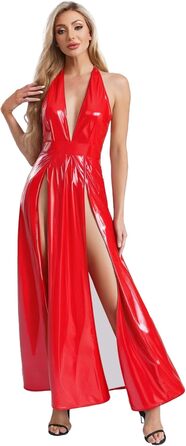 Сукня TiaoBug Daen з ефектом мокрого блиску, без бретелек, з відкритим спиною, червона (3XL)