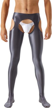 Чоловічі колготки Bciopll з відкритим промером та вирізом, середня талія, еластичний пояс, скінні легінси XL чорного кольору