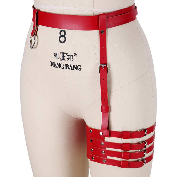 Жіночий шкіряний корсет для ніг, стрінг, пояс для панчіх, регульований, боді, кеш, панчохи, червоний