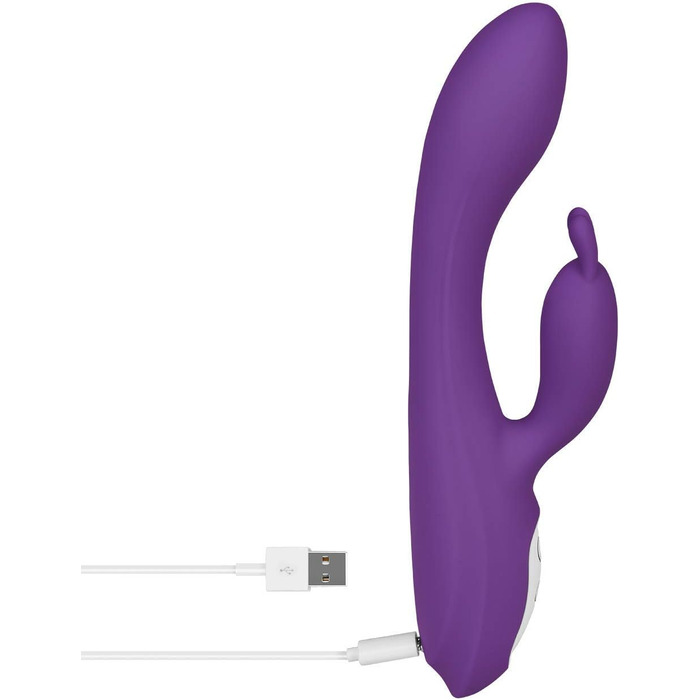 Кролик EIS з функцією обігріву | Інтимний масажер для жінок | Вібратор-кролик з безпечного силікону | Перезаряджається та водонепроникний (IPX7) | Потужне збудження | Колір: фіолетовий | 22 см | Фіолетовий/Білий