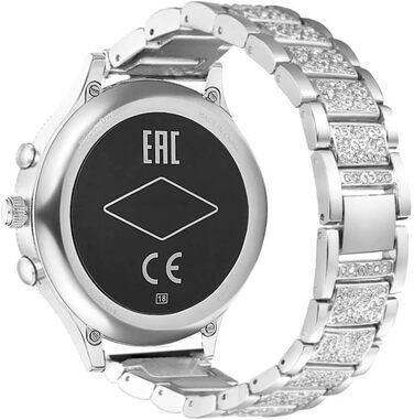 Металевий ремінець Abanen для годинників Fossil Gen 6 (жіночий) та Gen 5 (42 мм), 18 мм, сріблястий, з кристалами та швидким замком для Fossil Q Venture 3/4