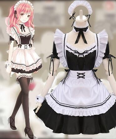Костюм горничної в стилі аніме, чорний, XL. Комплект для косплею та Хелловін