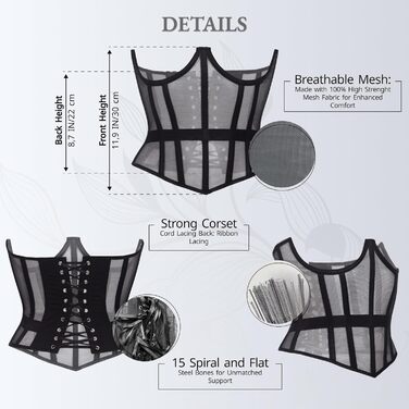 Корсет для фігури жіночий Meh-Korett Shine Black L, Body shaper, моделюючий, для схуднення
