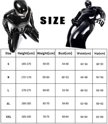 Латексний боді WNRLL: сексуальний костюм з PVC для клубів, з блискавкою спереду, розмір M