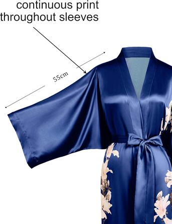 Кимоно-халат BABEYOND, довгий, атласний, квітковий принт, для нареченої та дружок, вечірка, весілля, дівич-вечір, універсальний розмір, темно-синій