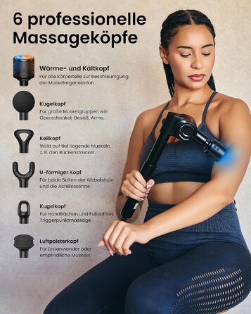 Перкусійний масажер Napre Massage Gun з функцією підігріву та охолодження, складаний масажний пістолет для тіла, спини та плечей, 32 рівні швидкості, 5 кутів нахилу, Gloss Black