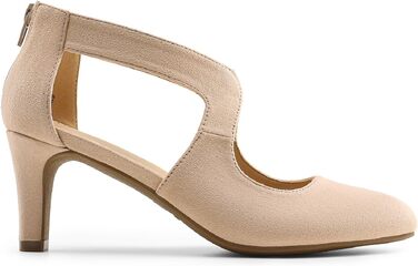 Жіночі закриті туфлі-човники Dream Pairs на низьких підборах (Kitten Heels), бежеві, розмір 39 EU
