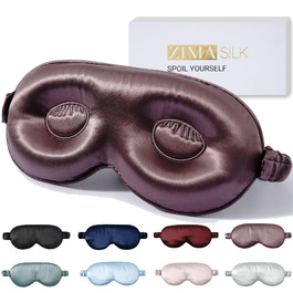 Шовкова 3D маска для сну ZIMASILK з натурального шовку mulberry 22 мом, регульована маска з ефектом нульового тиску для довгих вій та нарощених вій, колір фіолетово-сірий