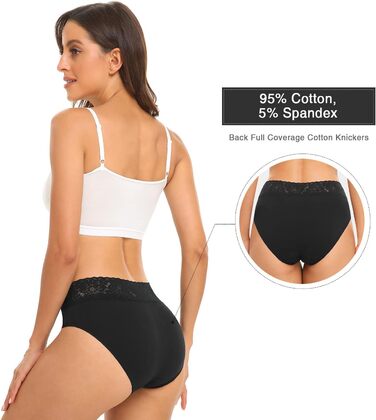 Сліпески жіночі бавовняні Wealurre, 5 шт. (3XL, чорний) з мереживом, жіноча білизна