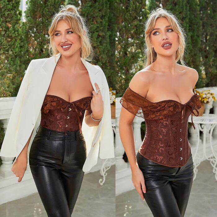 Жіночий топ CKJ Corage: готичний, вінтажний, піратський стиль, великі розміри (5XL), колір кавовий