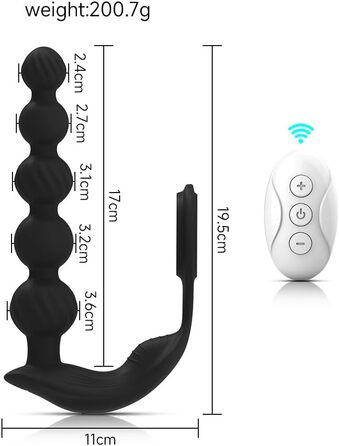 Анальні вібратори для чоловіків NAIXBTY з простатичним масажером, кільцем для пеніса та анальними кульками. 10 режимів вібрації, Butt Plug, секс-іграшки для чоловіків