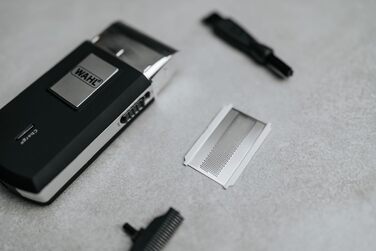 Електробритва Wahl Travel Shaver Gold Edition — бездротовий акумуляторний тример для чоловіків, компактна дорожня бритва для обличчя та бороди, срібляста