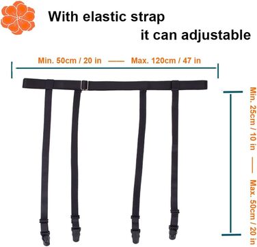 Чорний ремінь на стегна Aneliya Simplicity з металевими затискачами для панчіх, сексуальний стиль