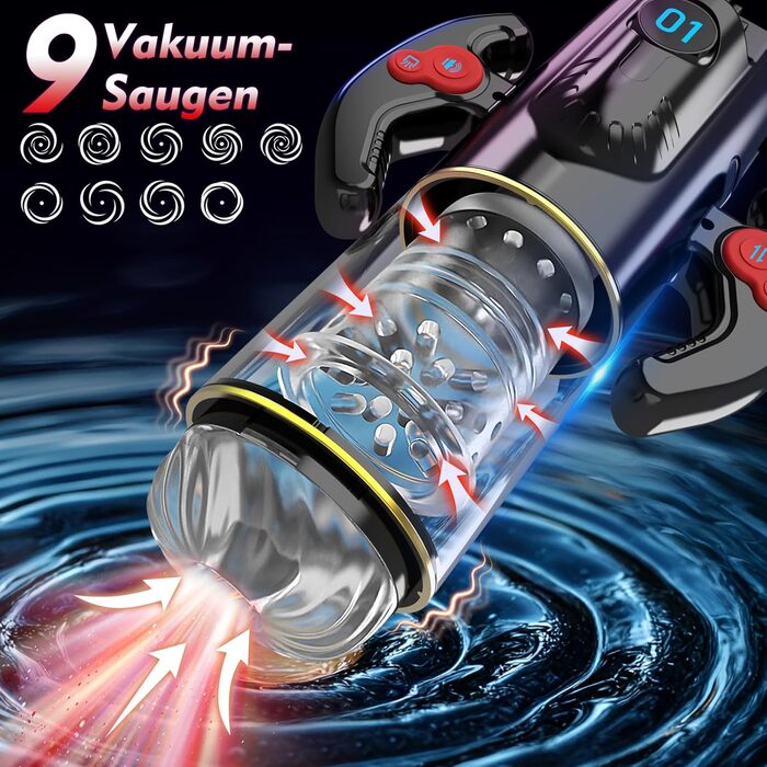 Електричний масажер для чоловіків з телескопічною функцією та режимами вібрації та обертання, портативний секс-іграшка для чоловіків