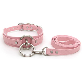 Чокер з кільцем Lalatia для жінок, рожевий, зі штучної шкіри, з шнурком, срібло