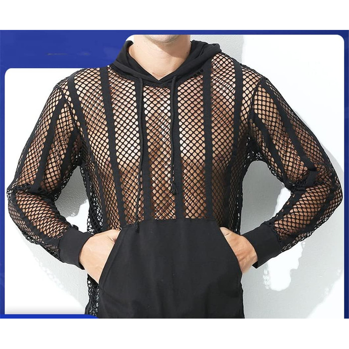 Чоловіча сітчаста сорочка Bollrllr з довгим рукавом, прозора, для вечірок та клубів, комплект з 1 шт.